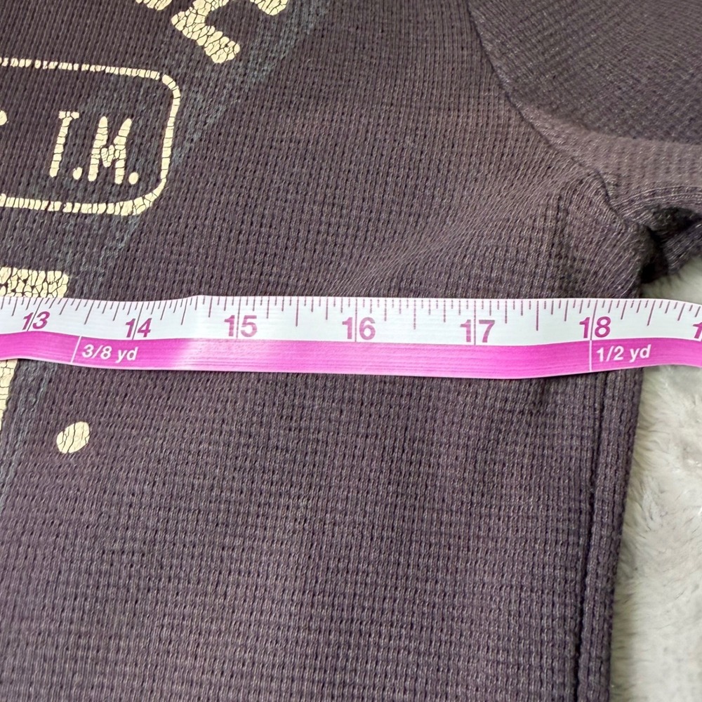Aeropostale Mens Size Small Waffle Knit Shirt Gray Distressed Graphic Thermal - Picture 9 of 12